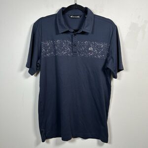 Travis Mathew Moon Lighting Men's Size Medium Golf Polo Navy Blue EUC
